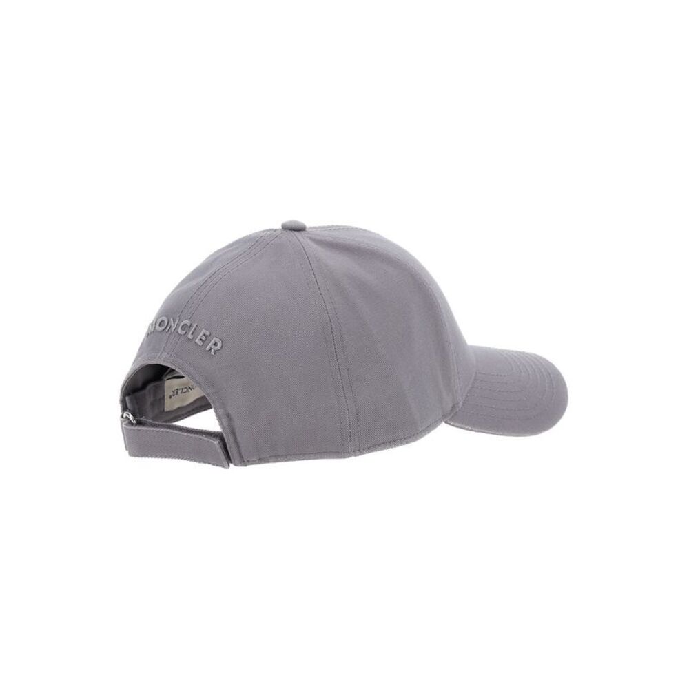 Moncler Men Grey Baseball Cap With Logo Patch On The Front In Cotton Man - Picture 2 of 3